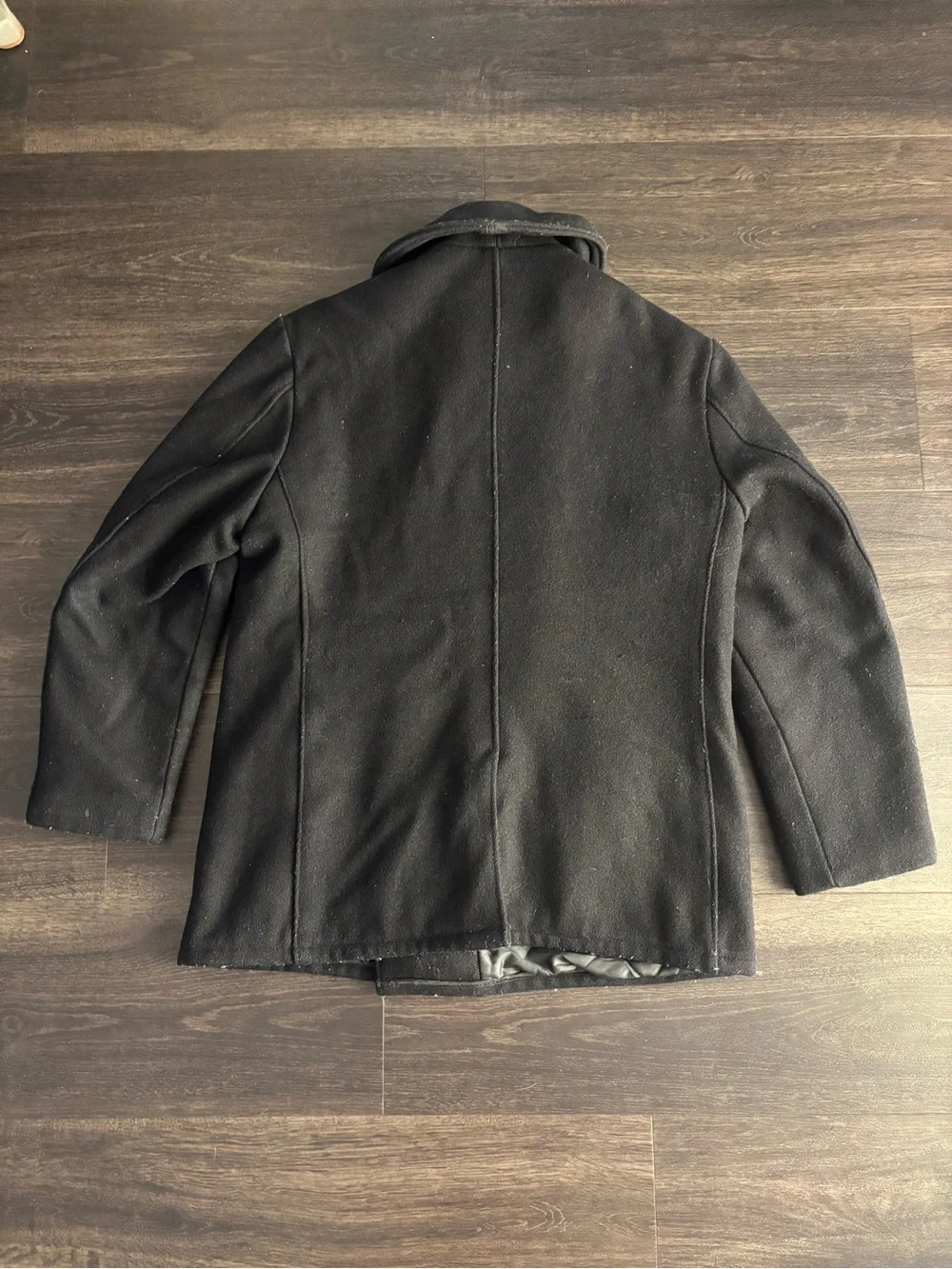 Vintage U. S. Navy 740N Black 100% Wool Pea Coat Jacket By Schott NYC Size 42